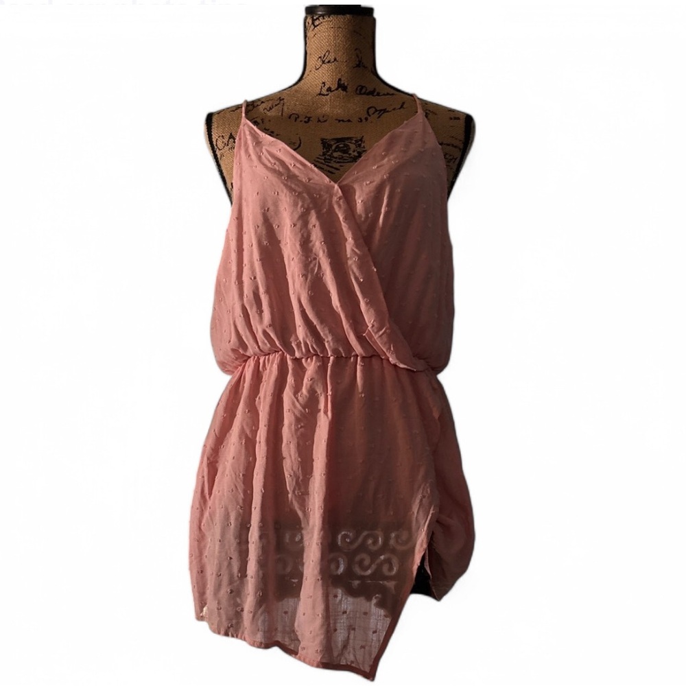 Pink Sleeveless Wrap Dress